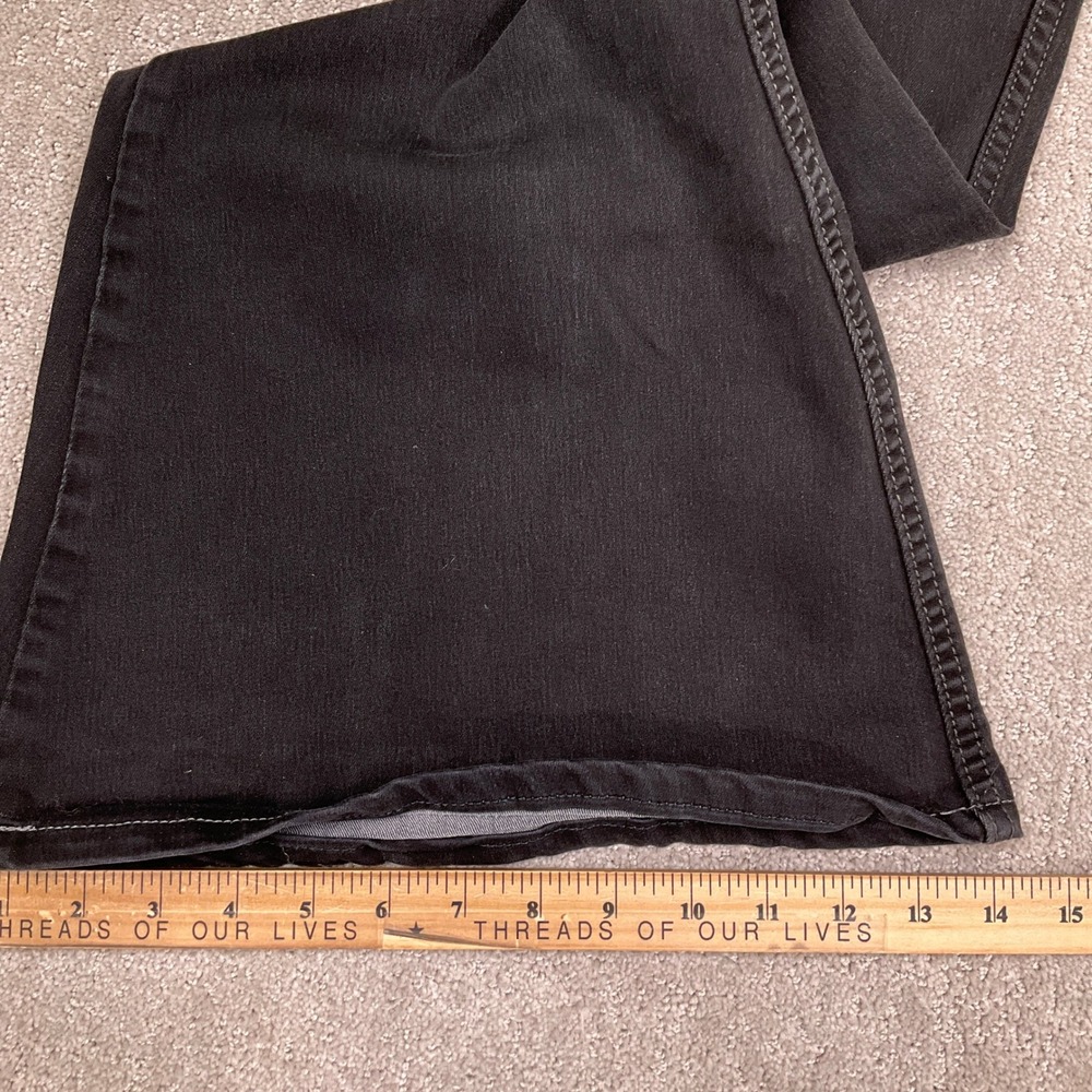 Free People Jeans Women 32W 31.5L Black Flare Chevron Stitch 70s Penny Lane VTG - Picture 9 of 12